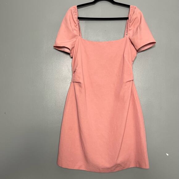 NWT Zara Linen Cotton Mini Dress Open Back Milkmaid Dusty Rose Women’s Size XL - Picture 1 of 6